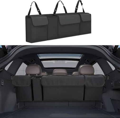 Car Trunk Organizer, Backseat Hanging Large Storage with Adjustable Black