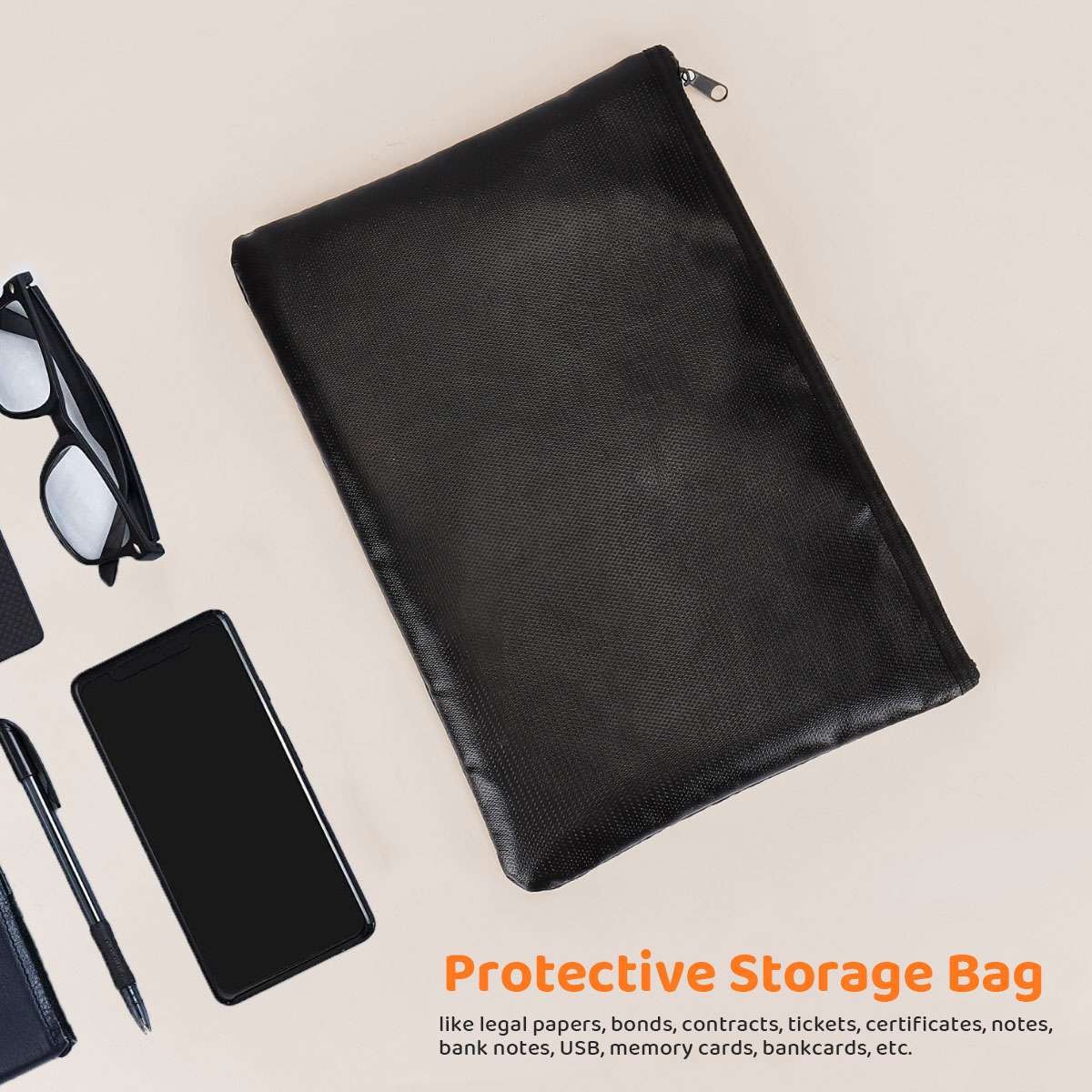 2000℉ Fire Proof money Bag Fireproof Document Pouch Waterproof Safe Cash US