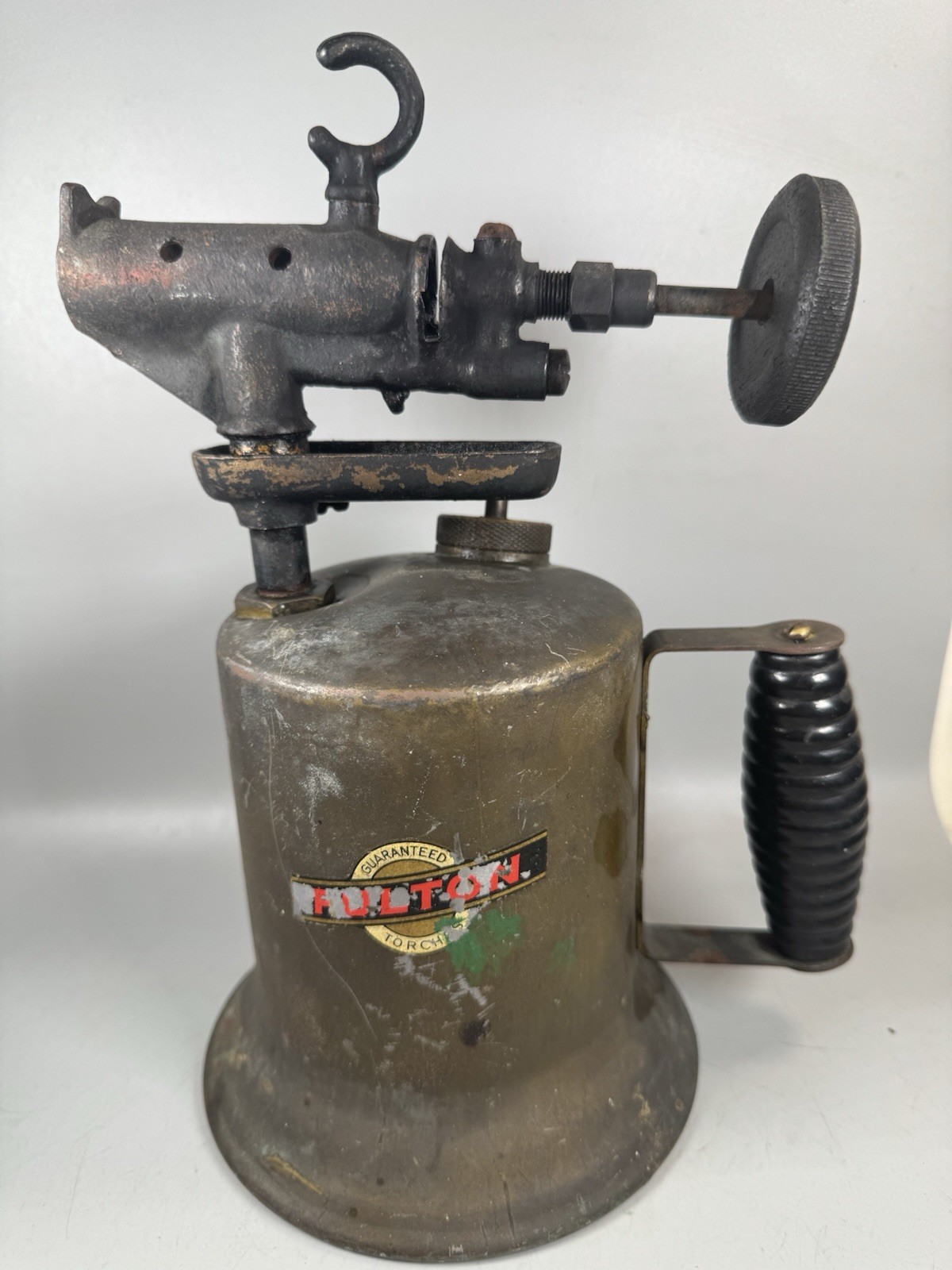 Vintage 1930s Fulton Torch Brass Blow Torch Bakelite Handle Untested
