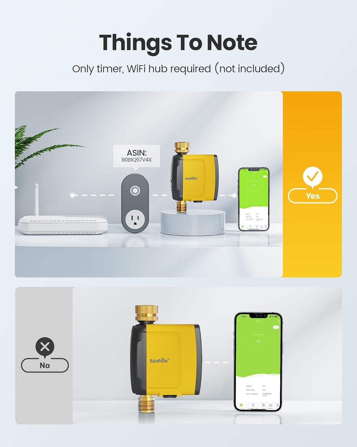 RAINPOINT WiFi Water Timer, Smart Sprinkler System Valve With APP Voice Control