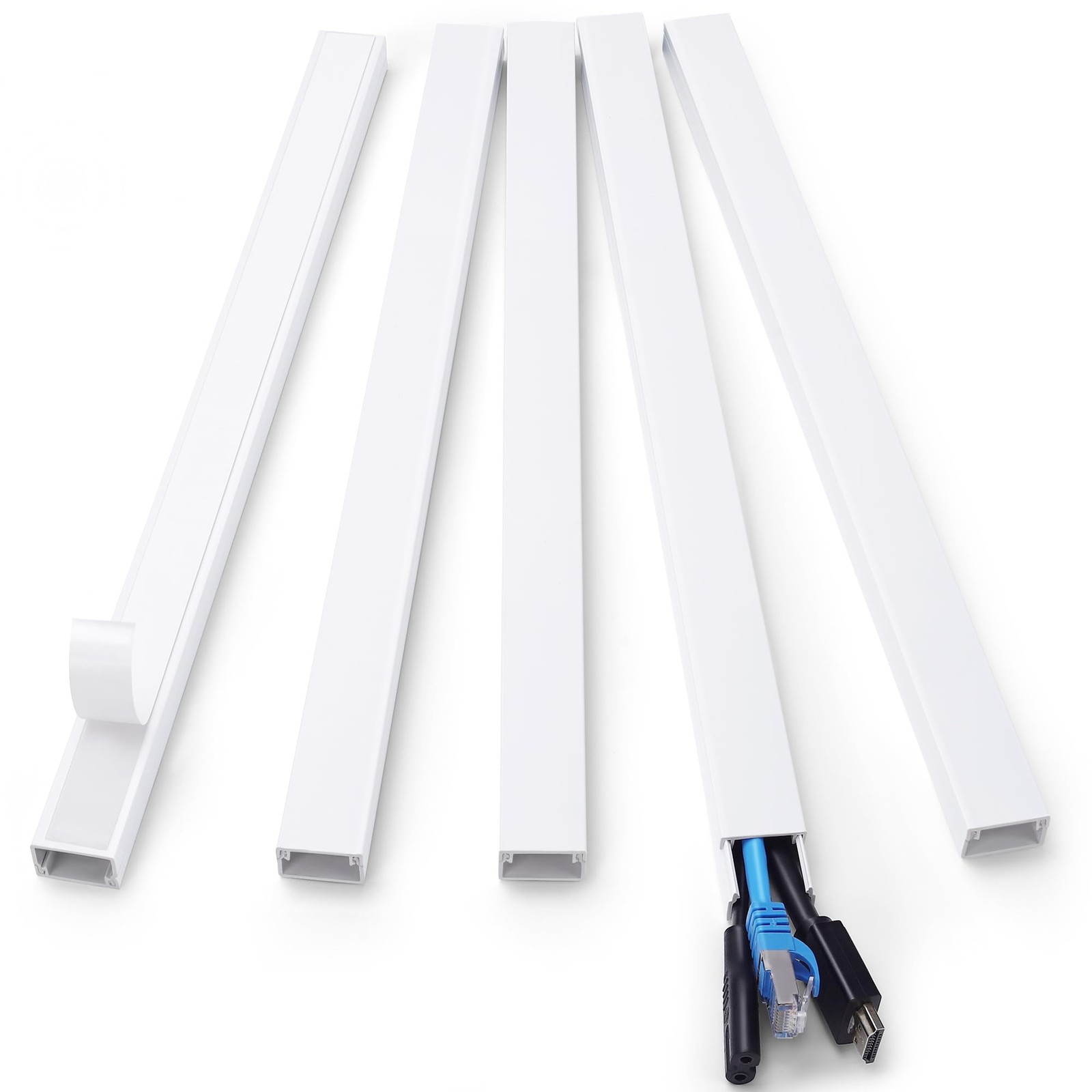 Paintable TV Cord Hider 71-in (5x14in) Self-Adhesive Wire Covers for 2-4 Cords