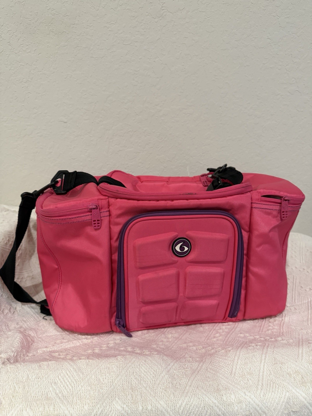 6 Pack Fitness Meal Prep Travel Bag In Pink Insulated USED