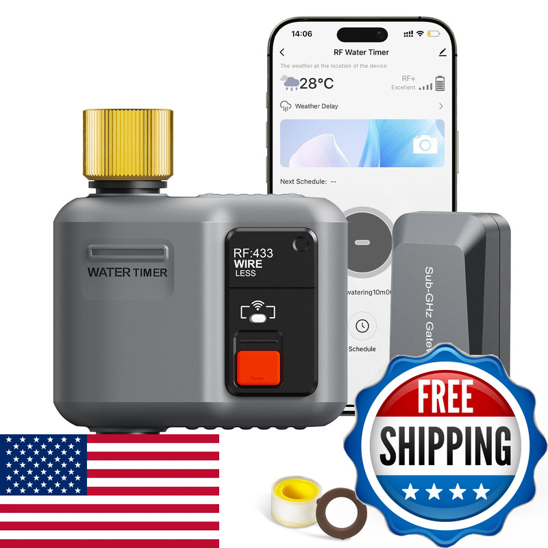 Johgee Wifi Water Timer For Garden Hose Wifi Sprinkler Controller 984Ft Rf