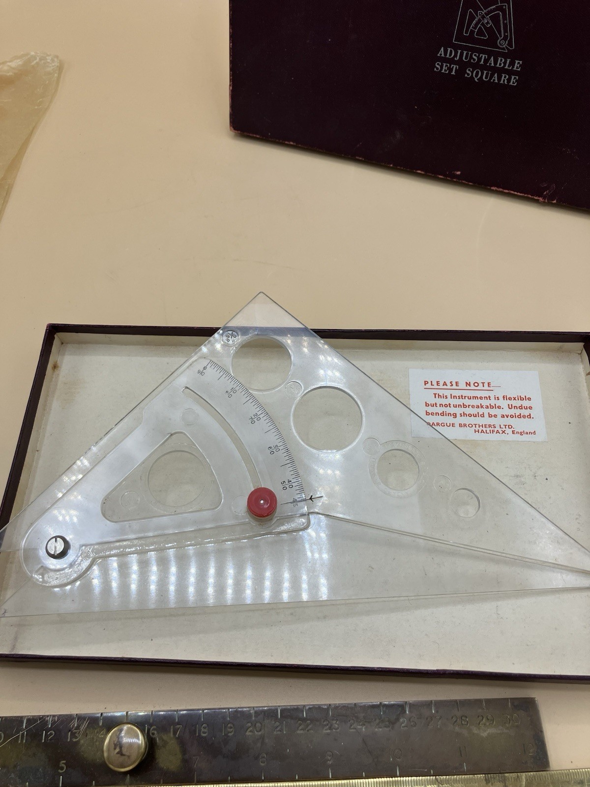 Vintage Simplon Adjustable Set Square & Parallel Rule Radius Gage Boxed Maths