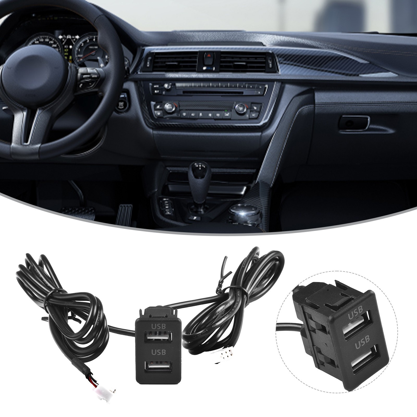 Reliable Performance Car Dual USB Port Panel Interface Extension Cable