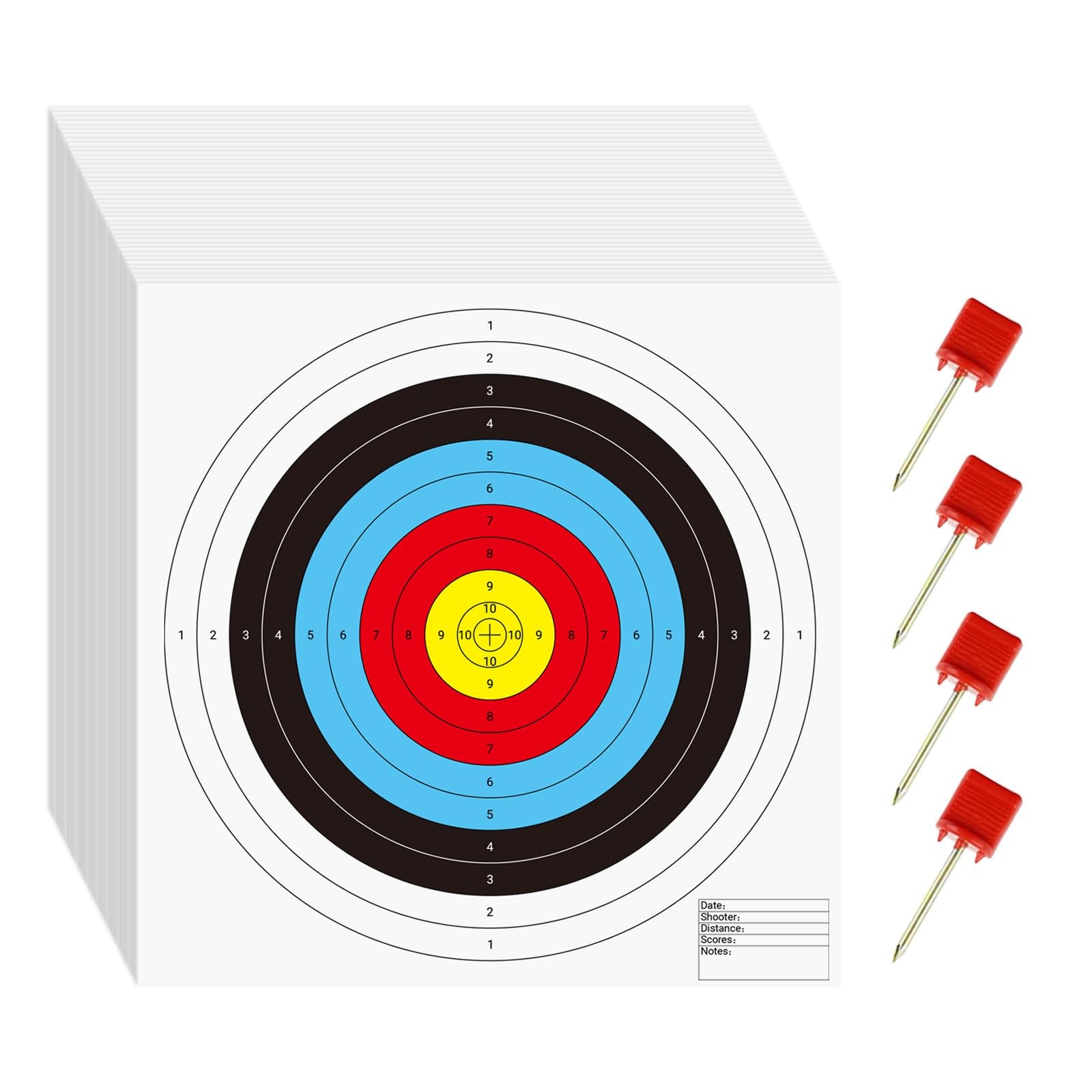 100 Pcs Archery Target Paper Bullseye Shooting, 16x16 Inch