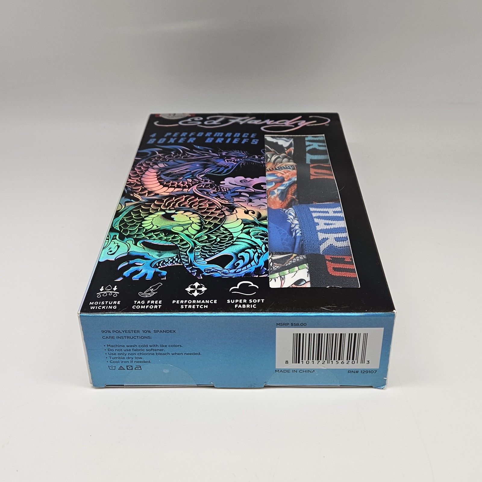 4 Pack ED HARDY Men's S XL Performance Boxer Briefs Assorted Multicolor Prints