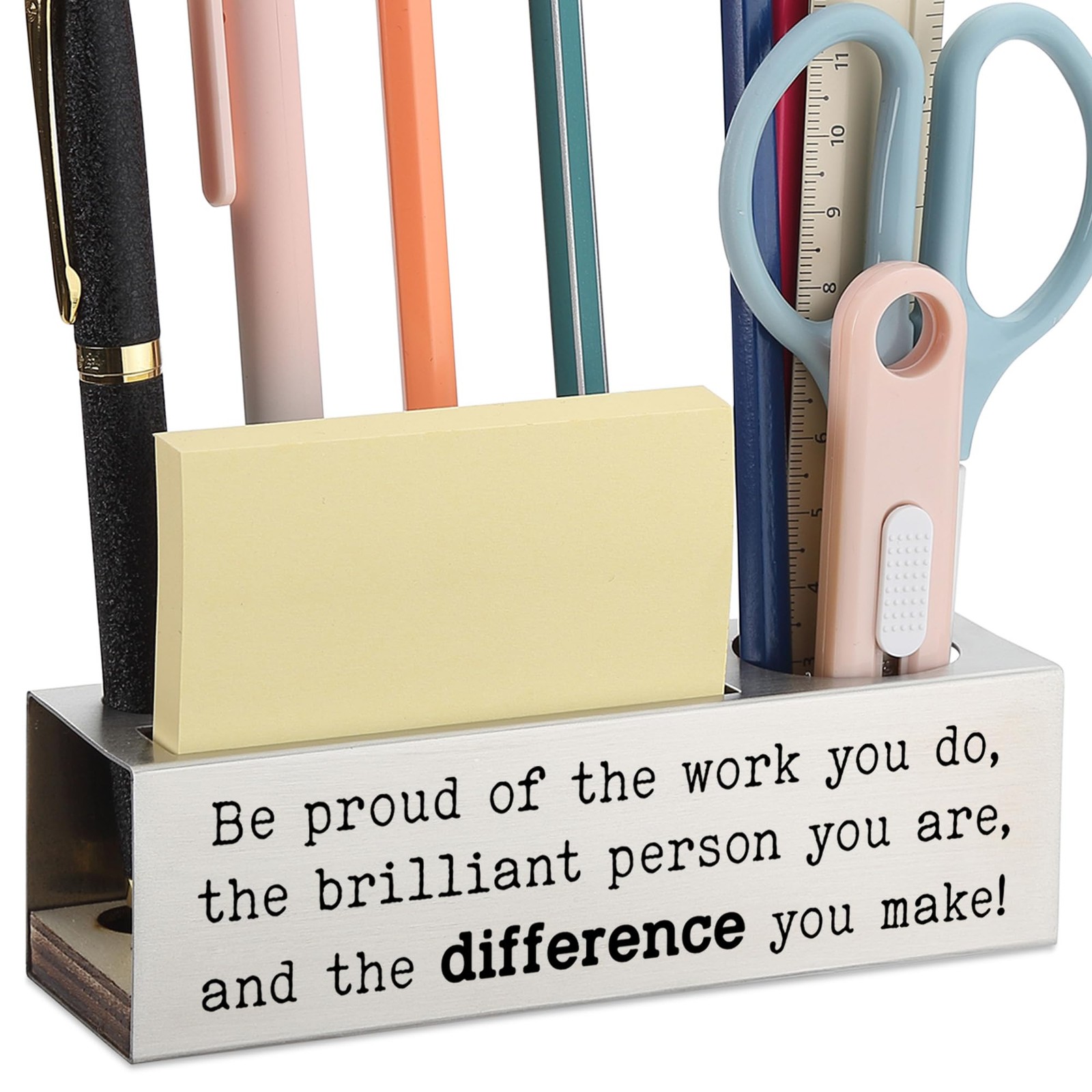 Stainless Steel Pencil Holder with Motivational Quote, Gift for Teacher Nurse...