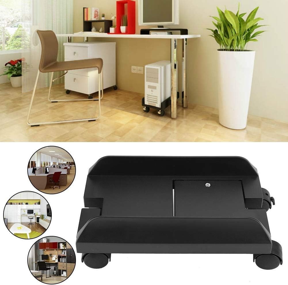 Universal ABS PC Computer Tower Stand Holder, Adjustable Width, Rolling Caster