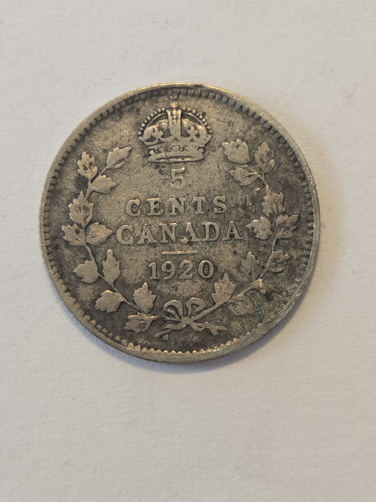 1920 Canada Silver 5 Cent F Fine Details