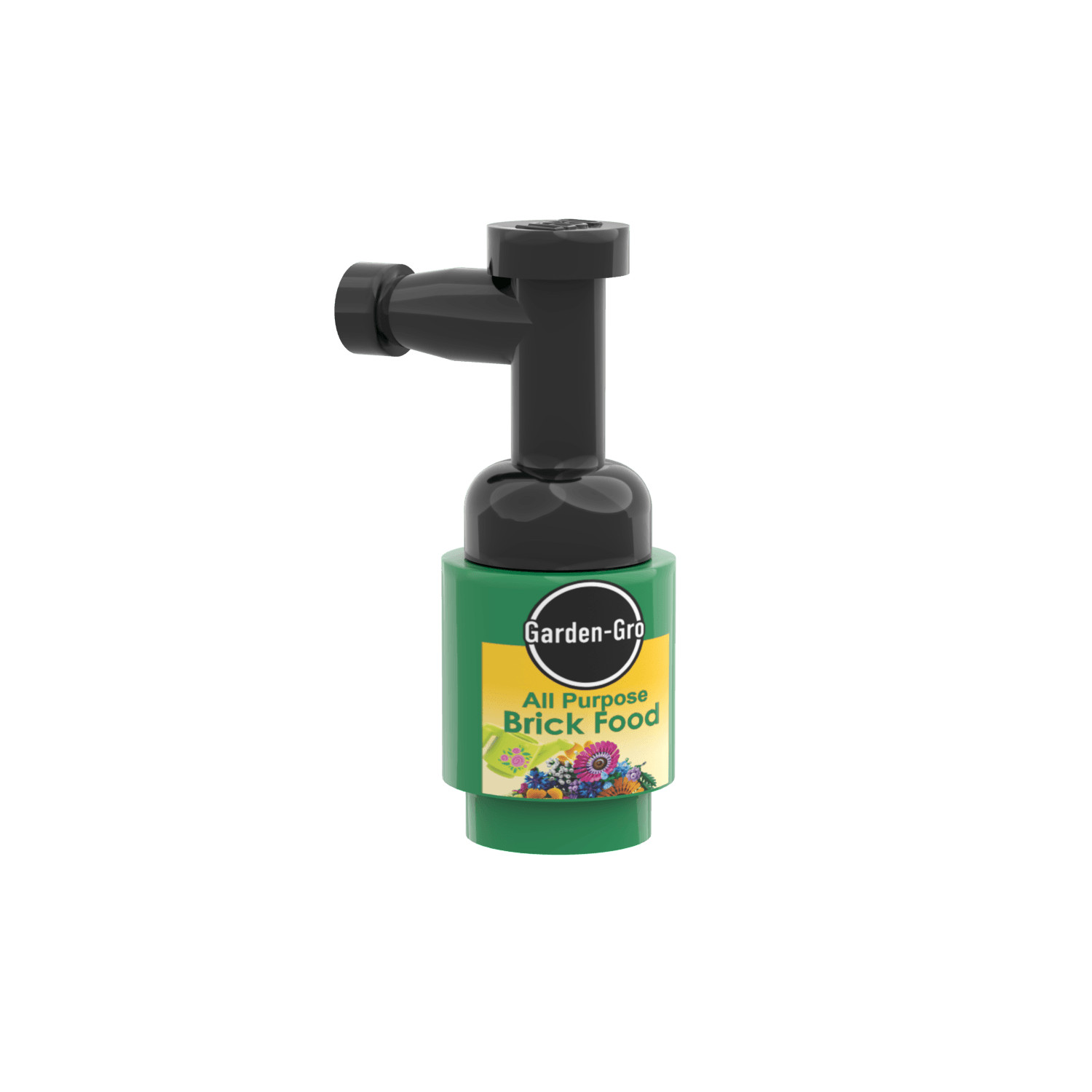 Garden-Gro Plant Food Sprayer Pattern Custom Printed Flowers - 1x1  Brick