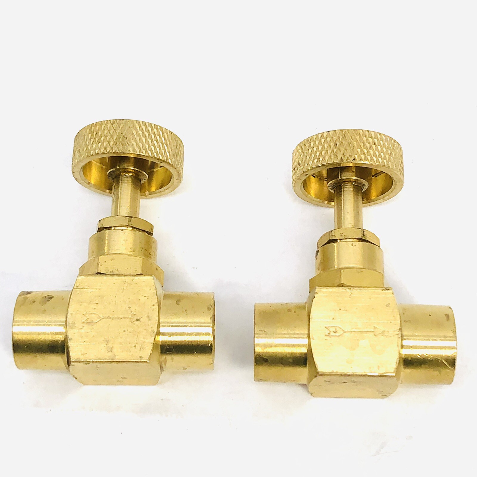 LOT OF 2 PIC GAUGE NV-B-1/4-FXF  BRASS NEEDLE VALVE 1/4" FNPT X 1/4" FNPT