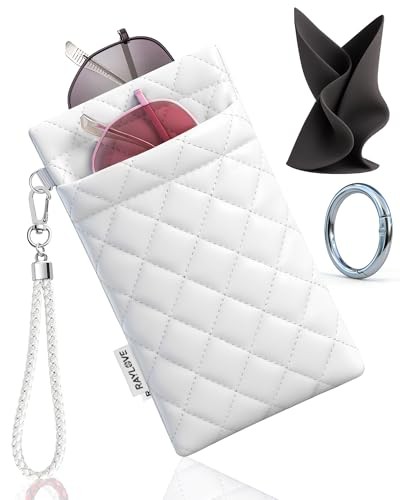 Glasses Case Double Eyeglass Case for Women Men Soft Glasses Case 1-Pack White