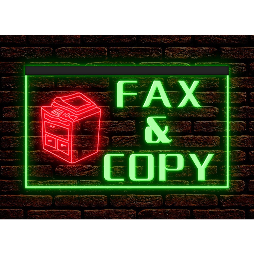 Fax Copy Scan Print Shop Store Office Dual Color Two Tone illuminated Neon Sign