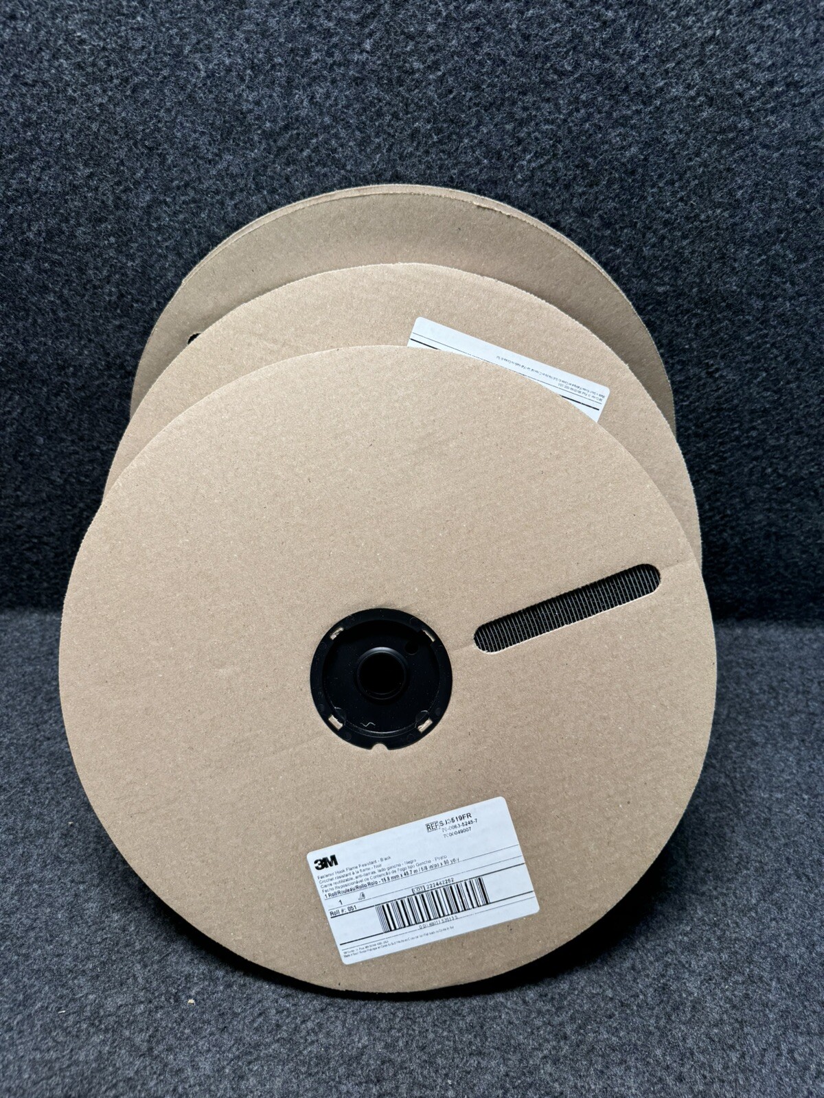 3M Fastener Hook Flame Resistant Black Roll 5/8 in x 50 yd SJ3519FR