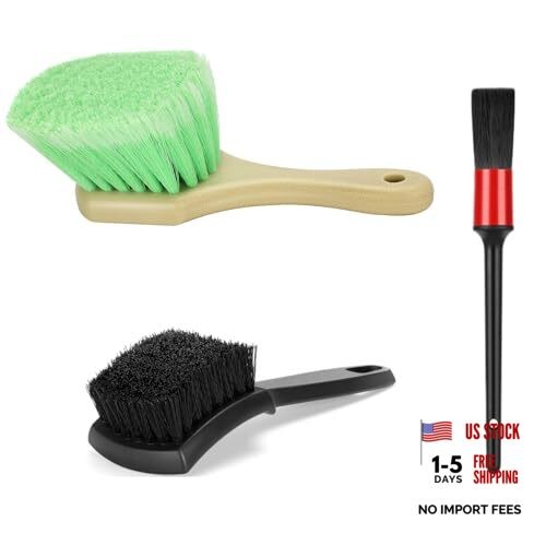 Wheel Rim & Tire Brush Set, Soft & Stiff Bristle Wash Cleaning Supplies Kit