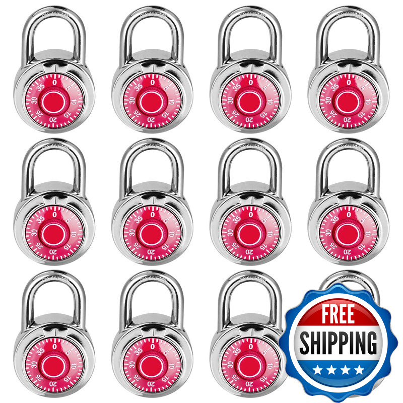 Combination Lock Lqyn Standard Dial Combination Lock Pack Of 12 Red Turnplate 2