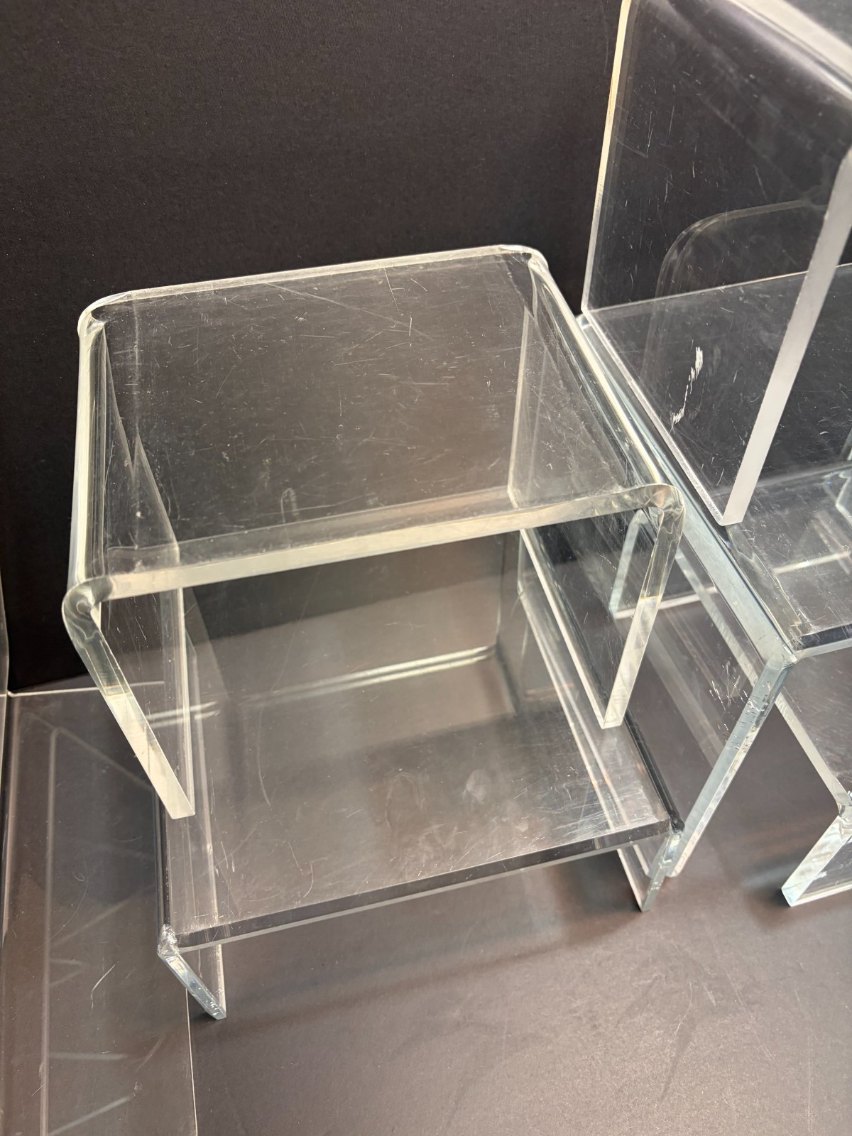 5 Piece Acrylic Riser Cubes with 10x10 Sign Holder