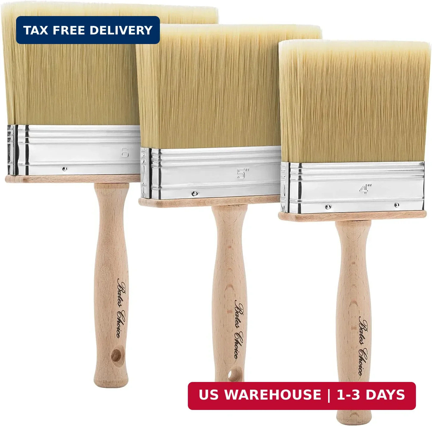 Bates- Deck Stain Brush Set, 4", 5" and 6", Stain Brushes for Wood, Deck Stain A