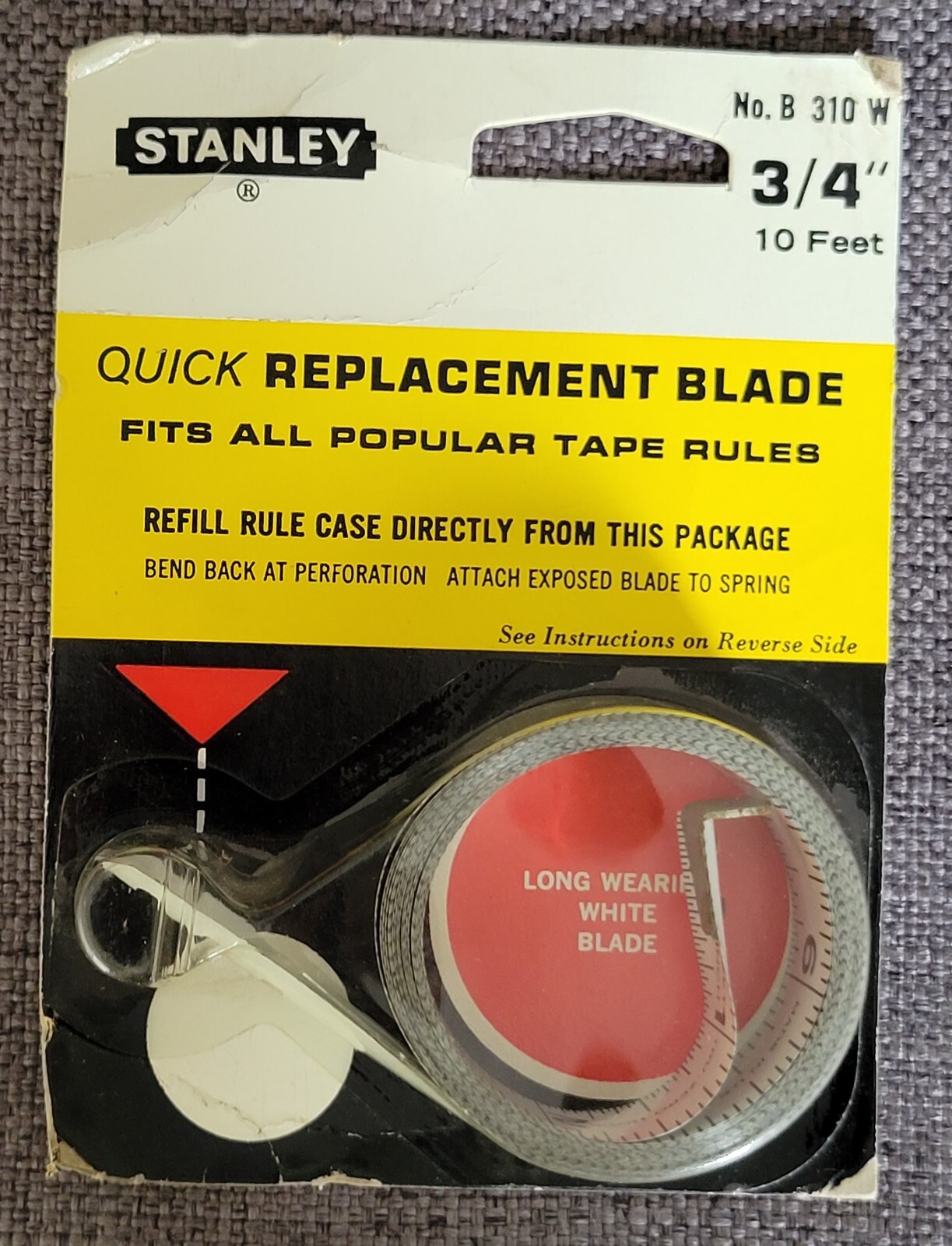 Stanley "Quick" Replacement Blade 3/4'  X 10'  No. B  310W  White Blade  New USA