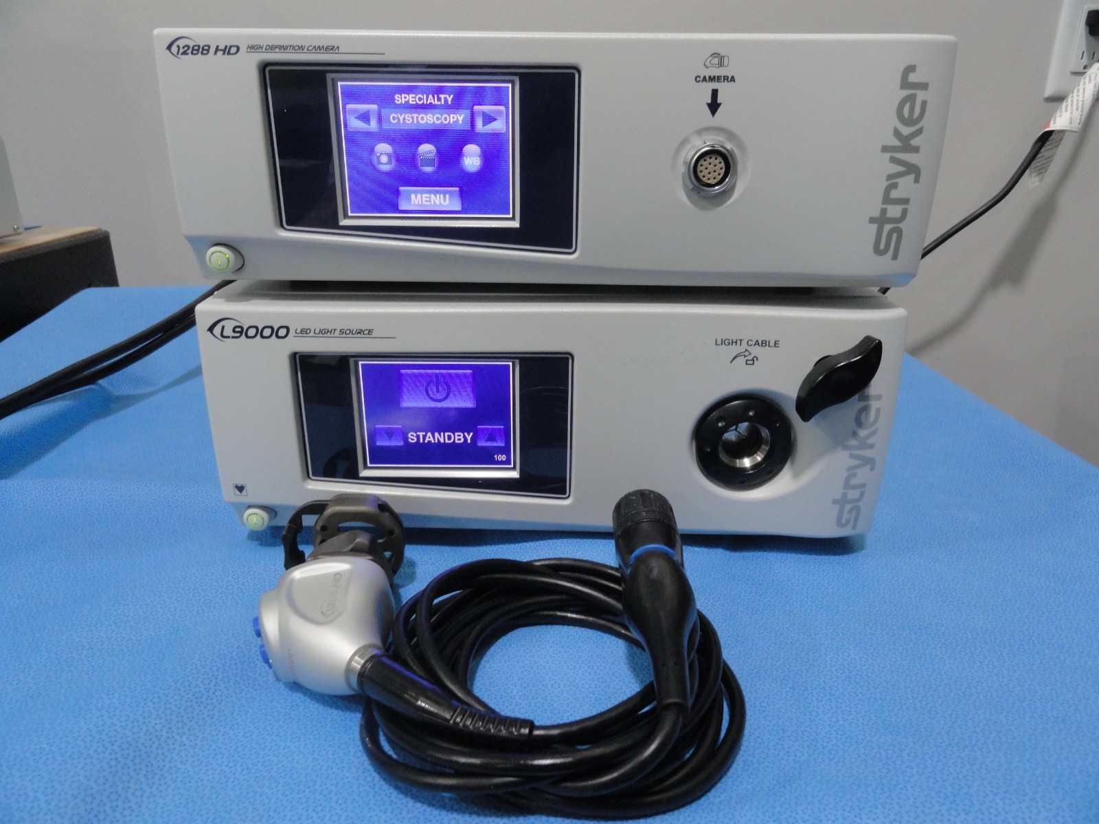 Stryker 1288 HD Camera Console with Head & L9000 LED Light Source Endoscopy