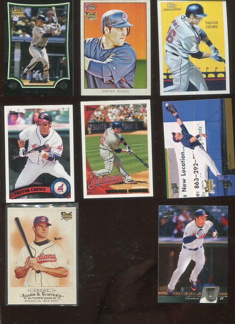 TREVOR CROWE  LOT OF 60 BASEBALL CARDS 8 DIFFERENT INDIANS PORTLAND OREGON