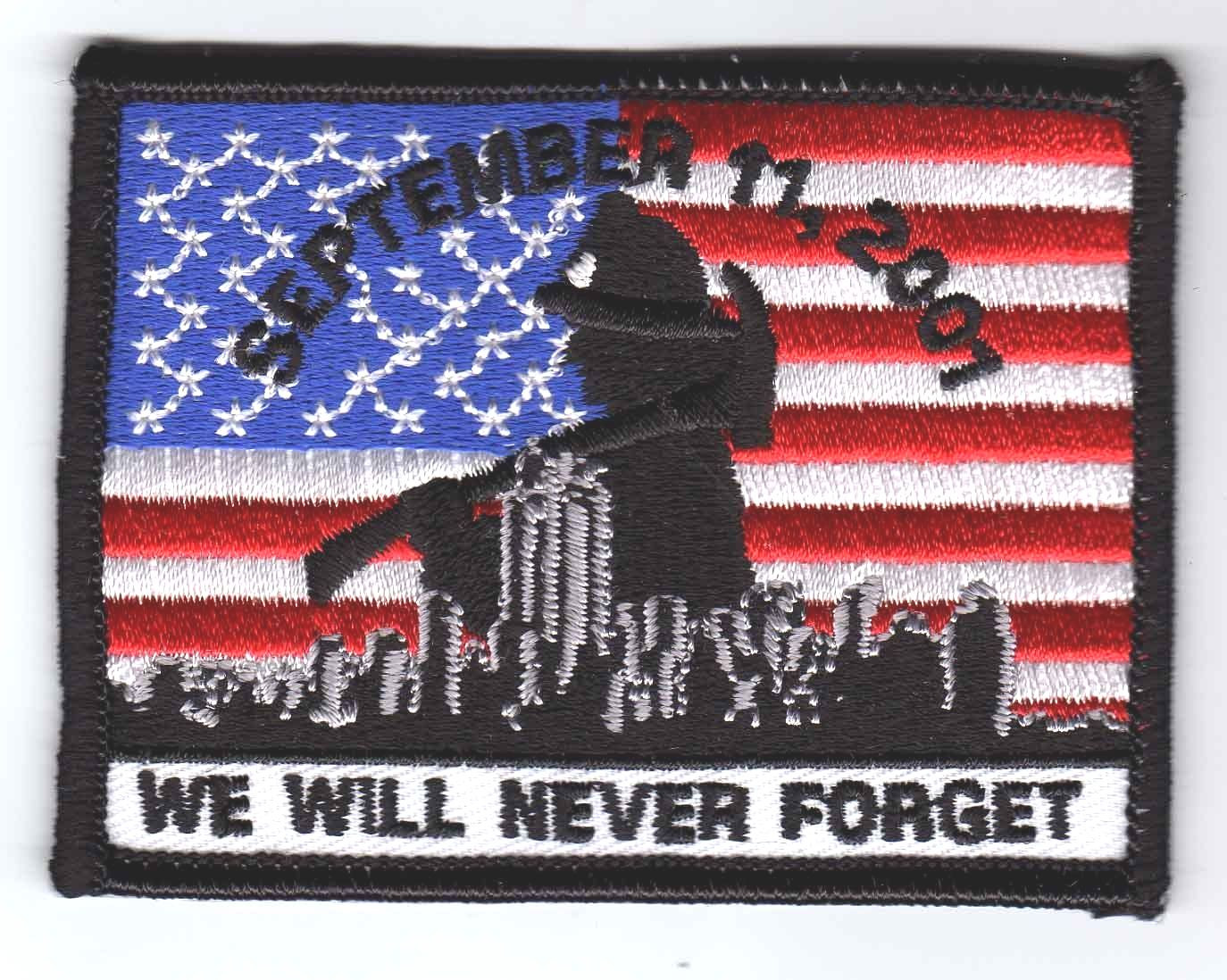 AMERICAN FLAG patch 911 Tribute, commemorative 9-11  911 patch 3.5" heat seal