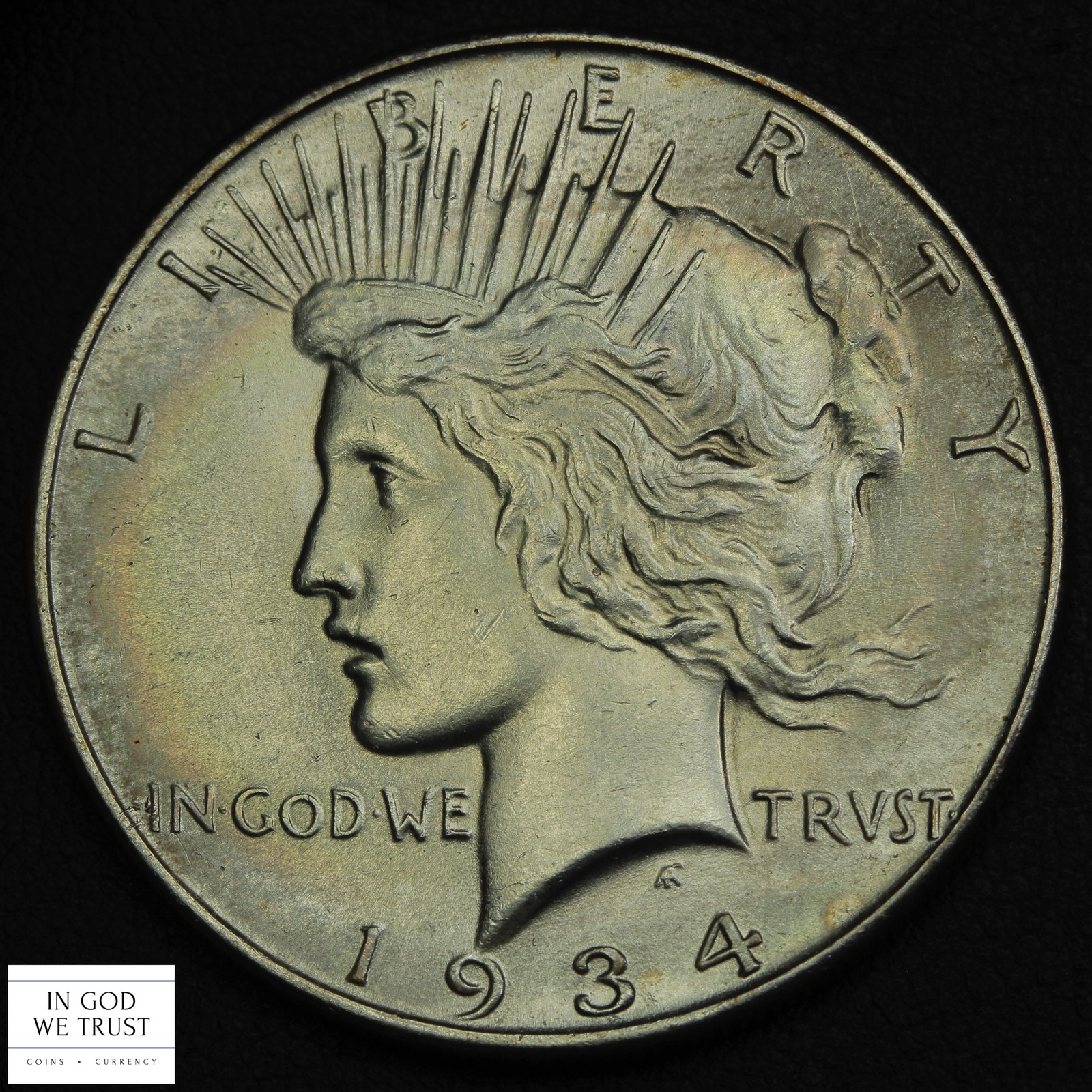 1934 Peace Silver Dollar $1 (Better Date!) (High Grade with TONING!)