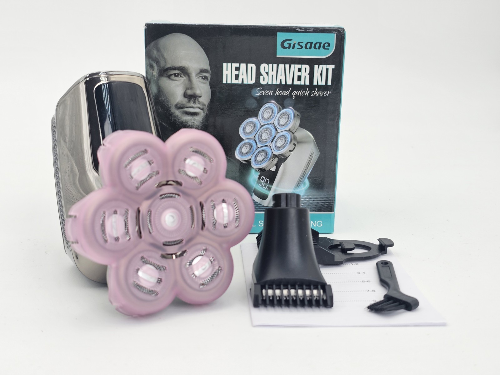 7D Electric Razor for Bald Men Waterproof Cordless Shaver Beard Kit