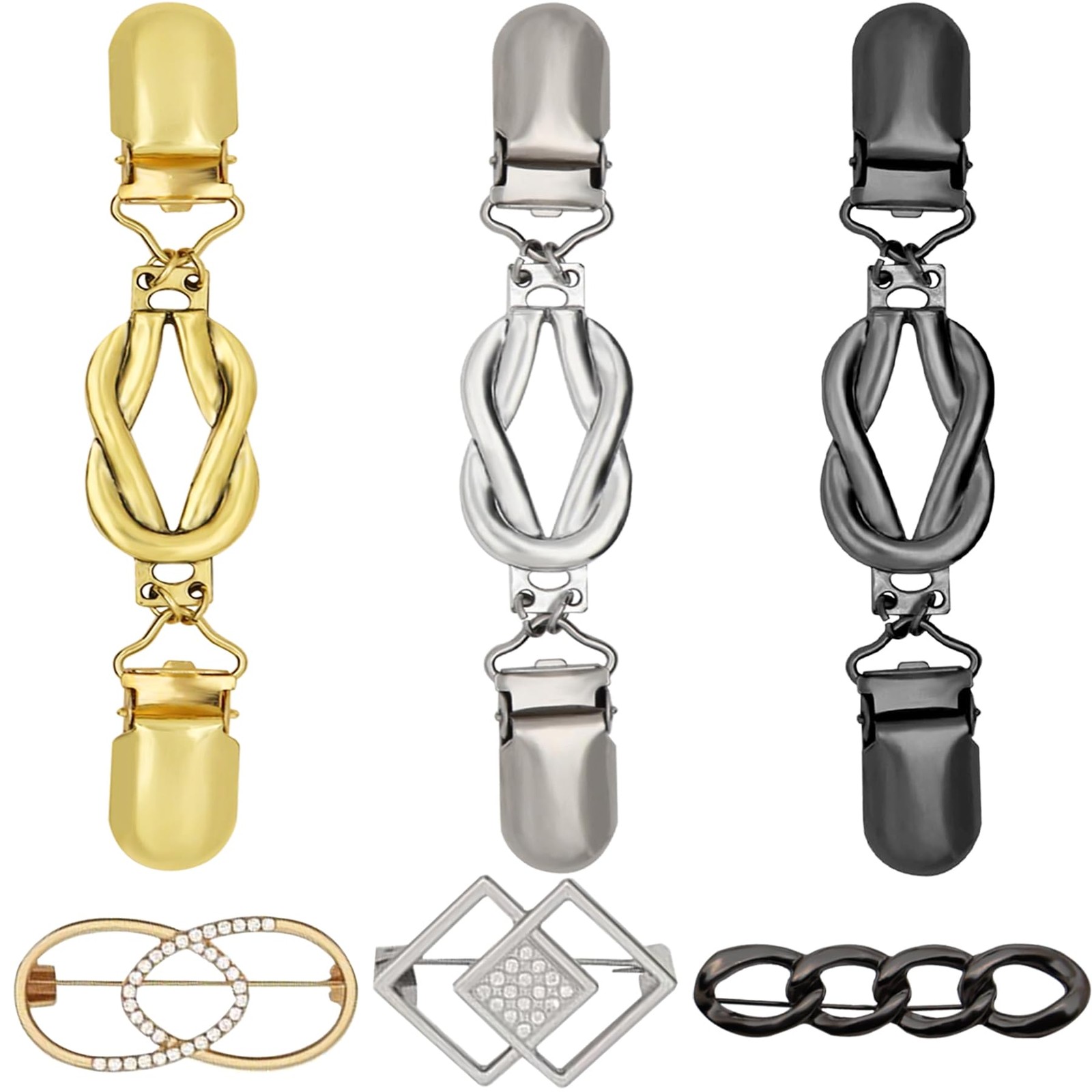 Dress Clips Back Cinch Retro Sweater Clothing Cincher Gold Silver Black