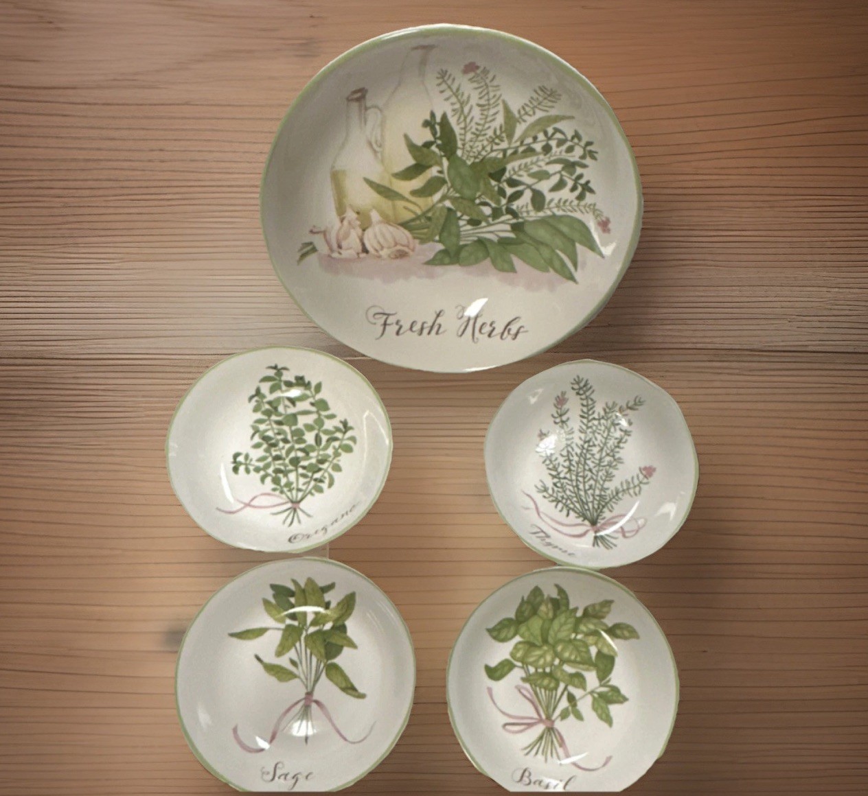 Fresh Herbs Ceramic Set, Basil, Sage Thyme Oregano Cottagecore Fairycore Whimsy