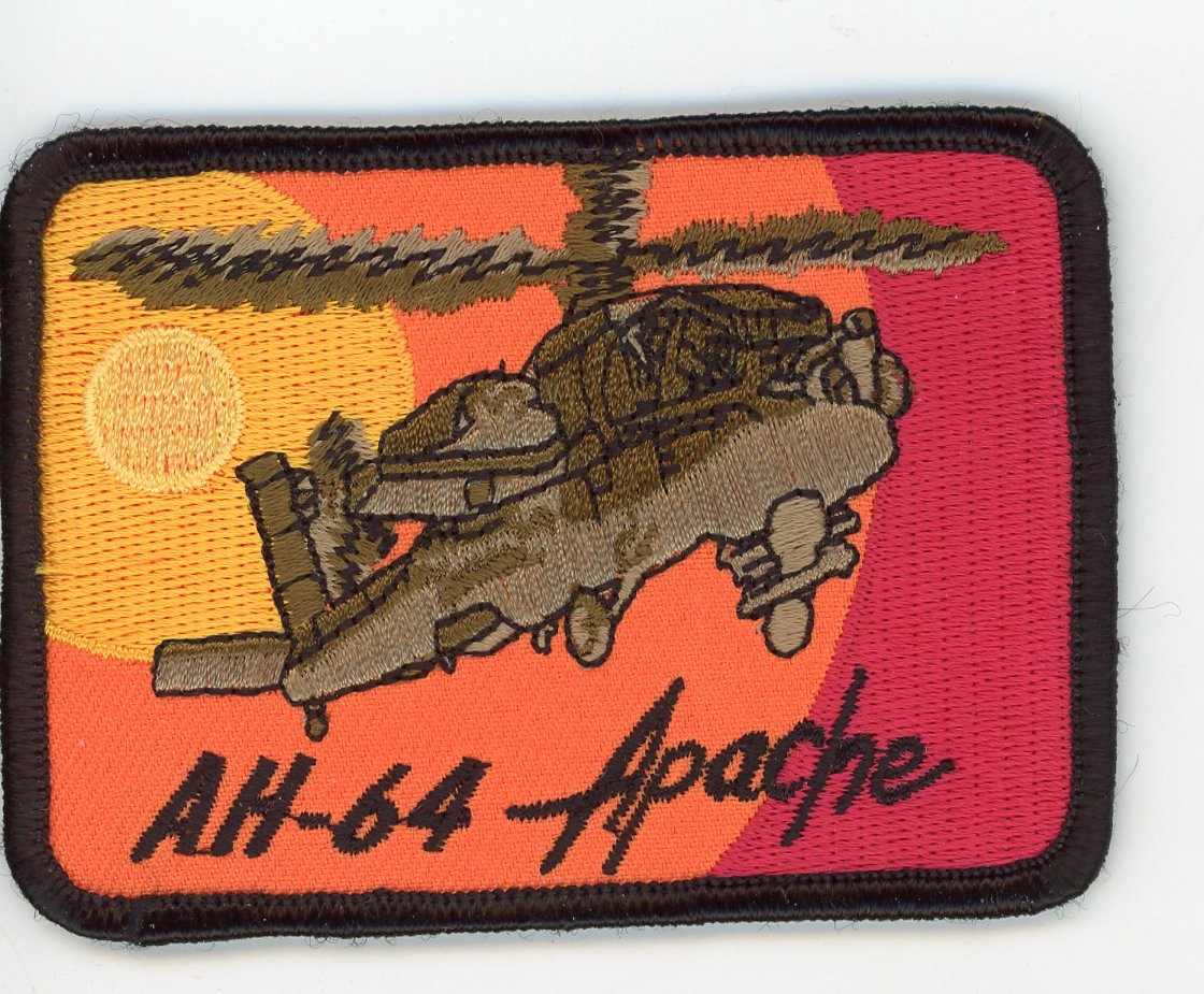 PATCH HELICOPTER AH-64 APACHE SEW ON PARCHE