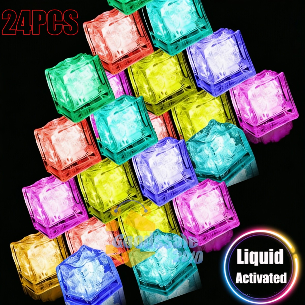 24Pcs LED Light Ice Cubes Liquid Sensor Luminous For Party Wedding Pond Bath