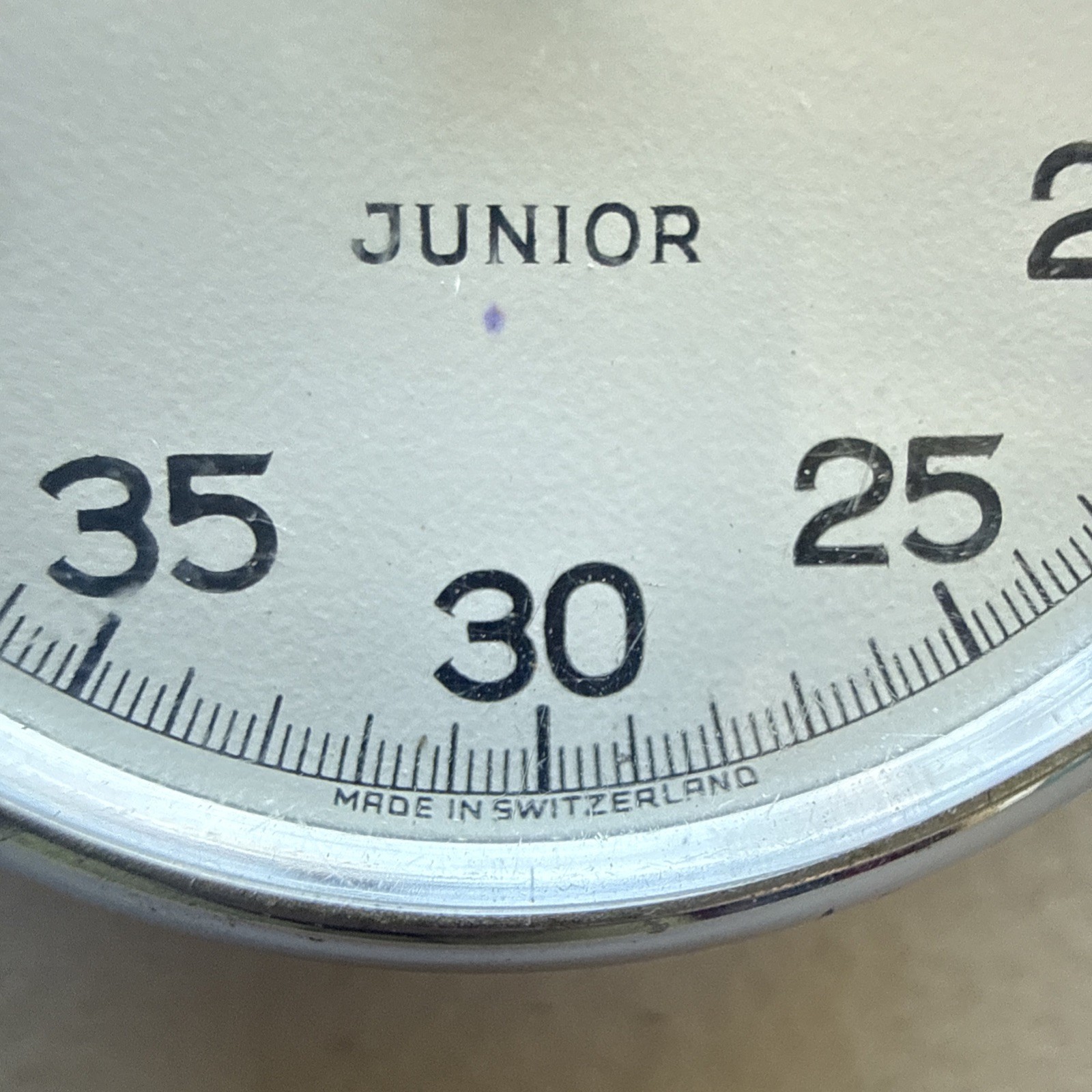 Vtg JUNIOR Swiss Made Pocket Timer Stop Watch **READ