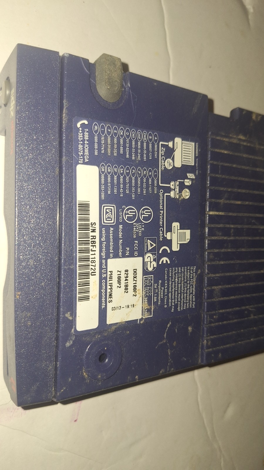 UNTESTED iOmega Zip 100 External Drive Disk Parralel Port
