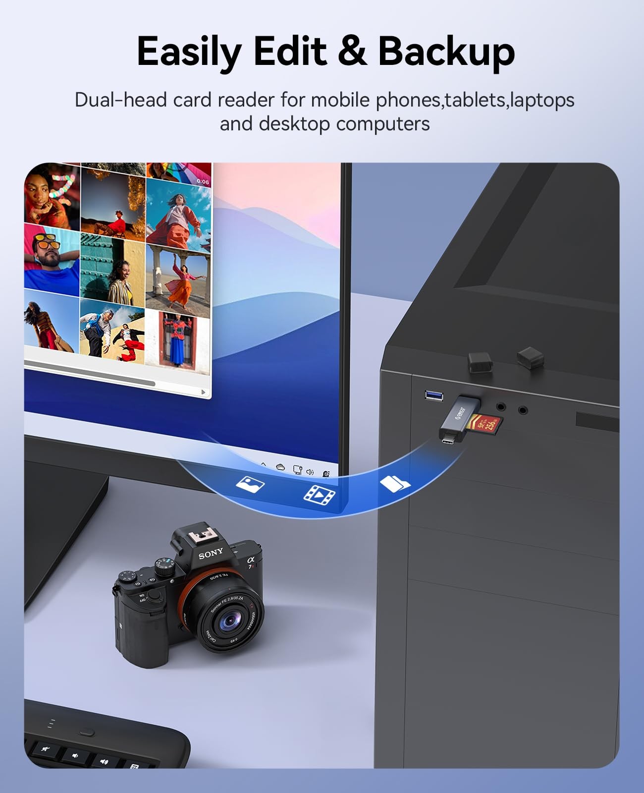TF SD Card Reader USB 3.0 -, Dual Slot Dual Interface 5Gbps High Speed Memory...