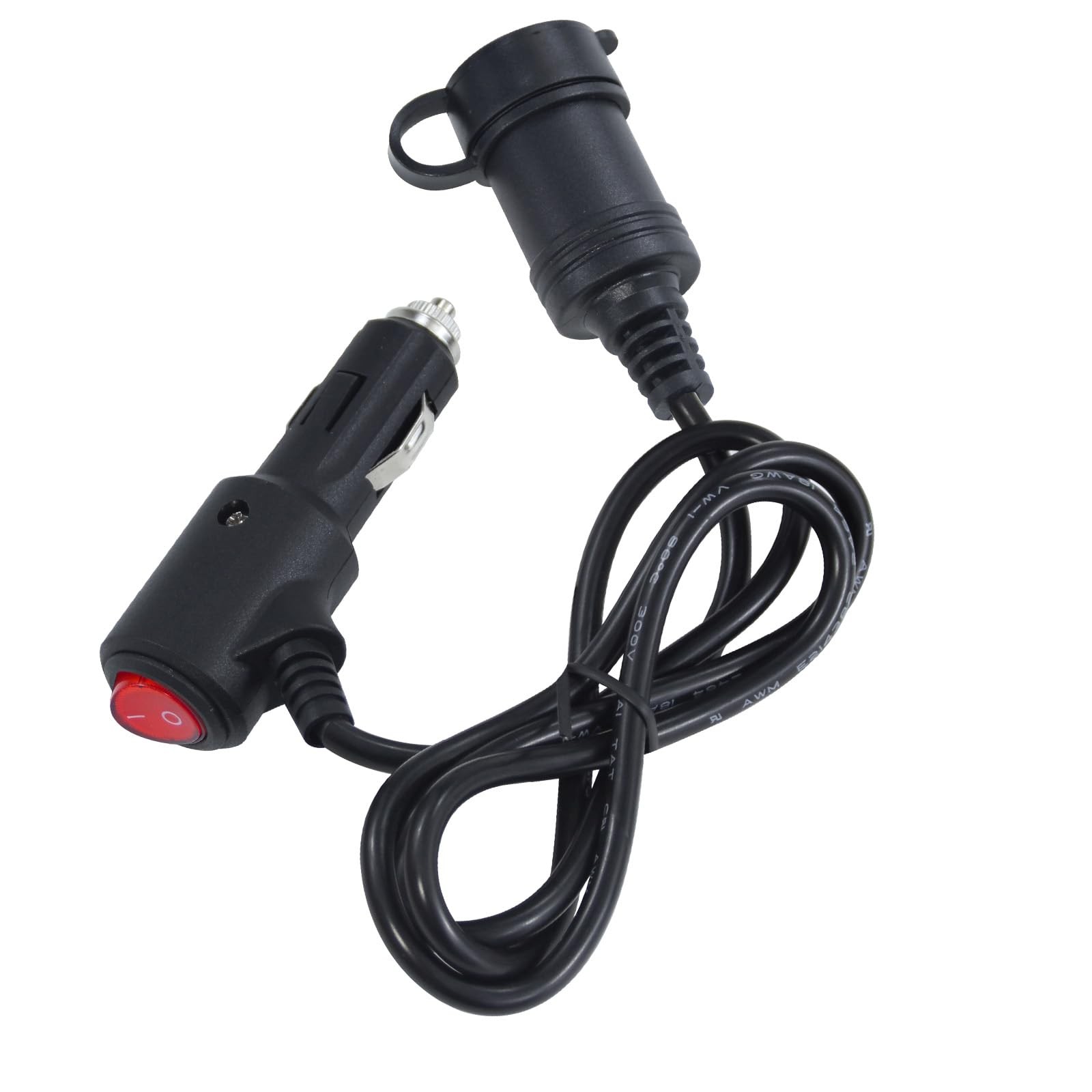 3FT Cigarette Lighter Extension Cord with On Off Switch - Car 3FT, Black