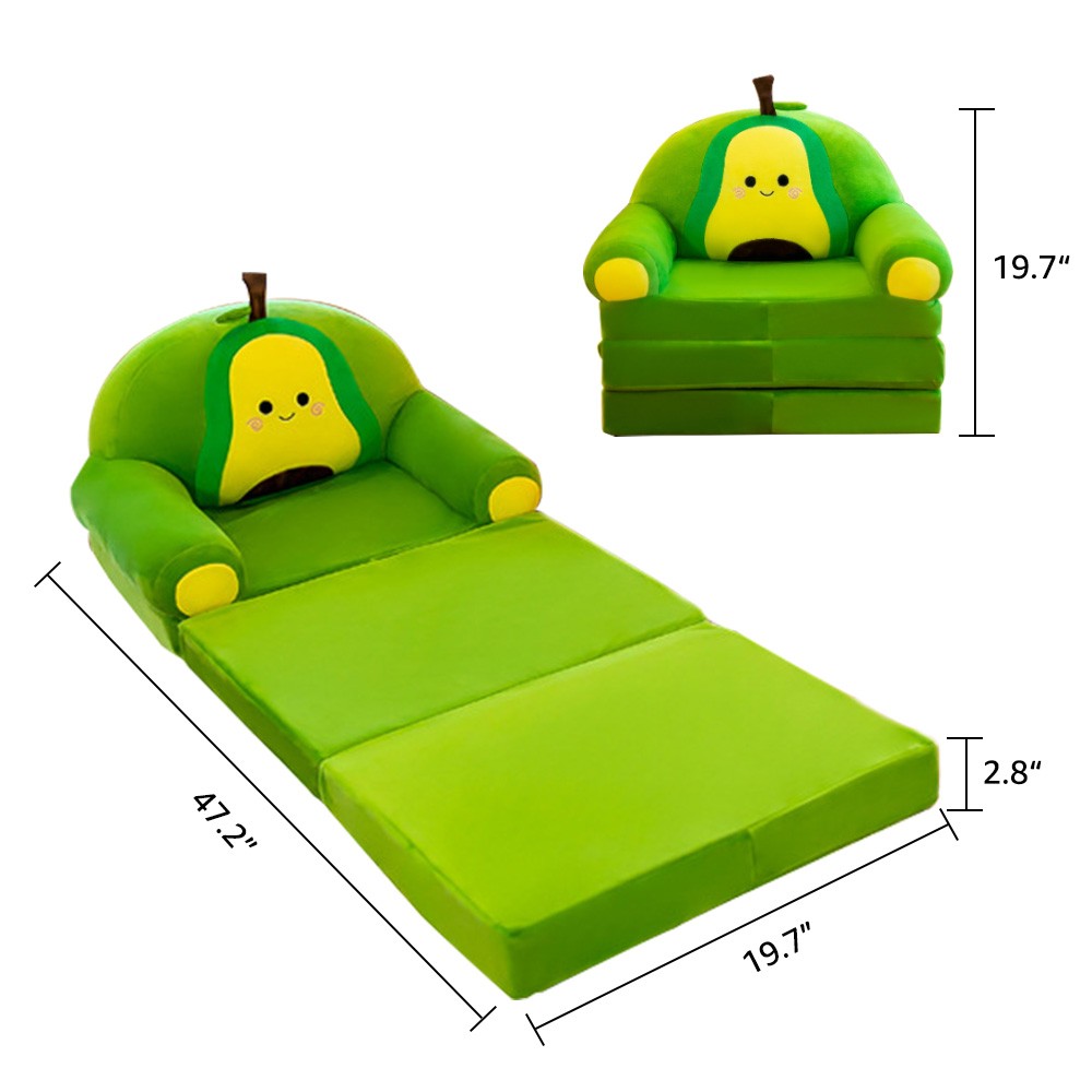 Comfy Toddler Chair Couch for Kids 3-in-1 Soft Plush Fold Out Sofa for Children