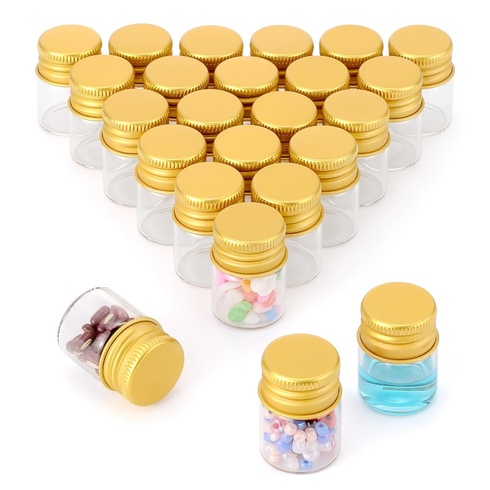 5ml Mini Clear Glass Bottles with Screw Caps, 24-Pack