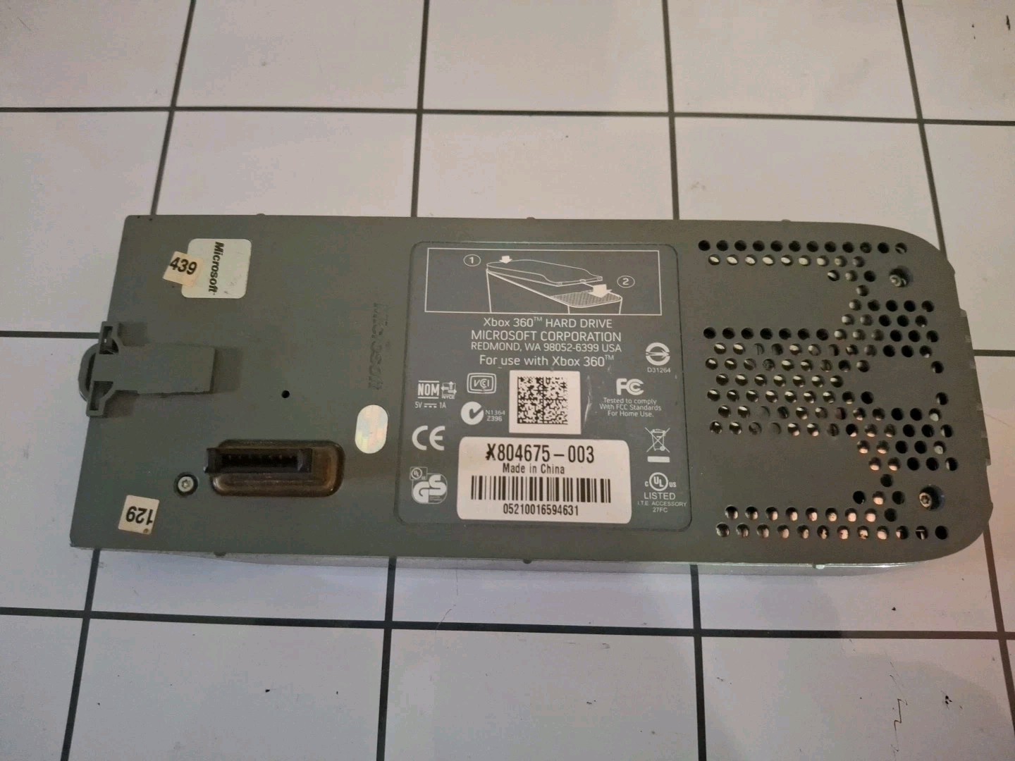 Microsoft Xbox 360 500GB HARD DRIVE X804675-003 External Chrome Trim, Works!