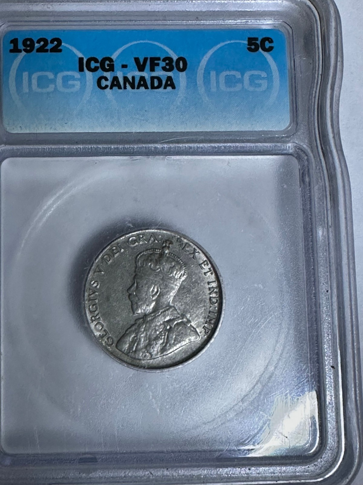 1922 5c Canadian (George V), ICG VF 30