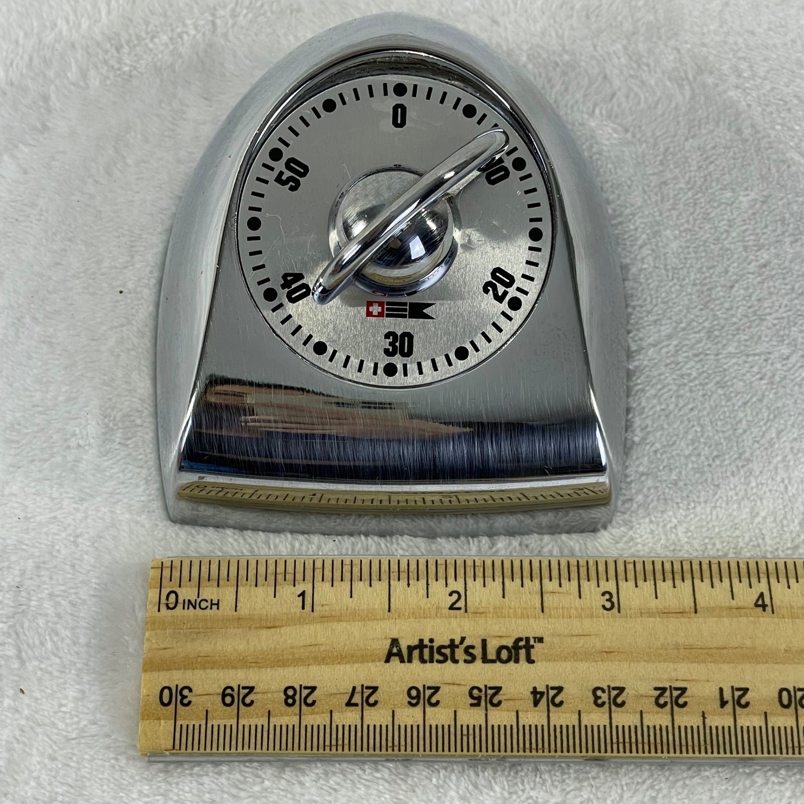 *READ -Vintage Chrome Kitchen Timer 60 Minute Manual Wind Up Silver Retro