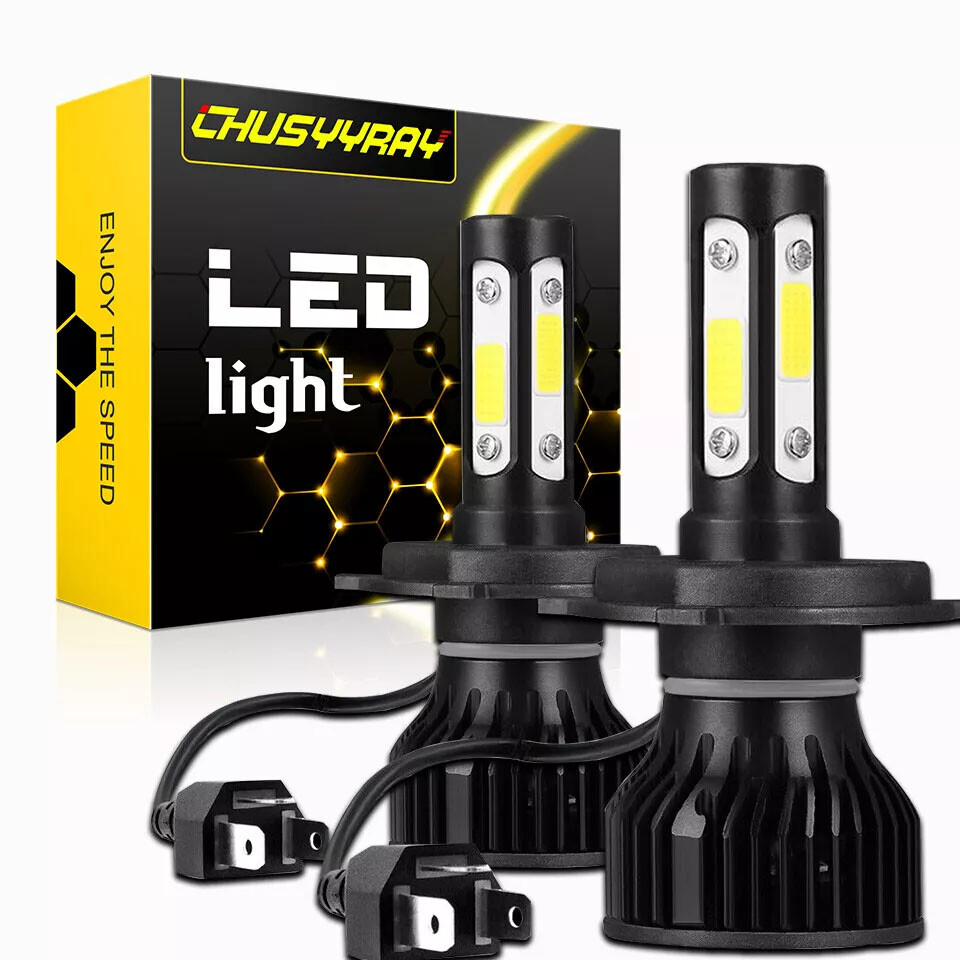 white H4 LED Headlights Kit For Can-Am DS450 XMX XXC 2009-2015 2x 9003 ATV Bulbs
