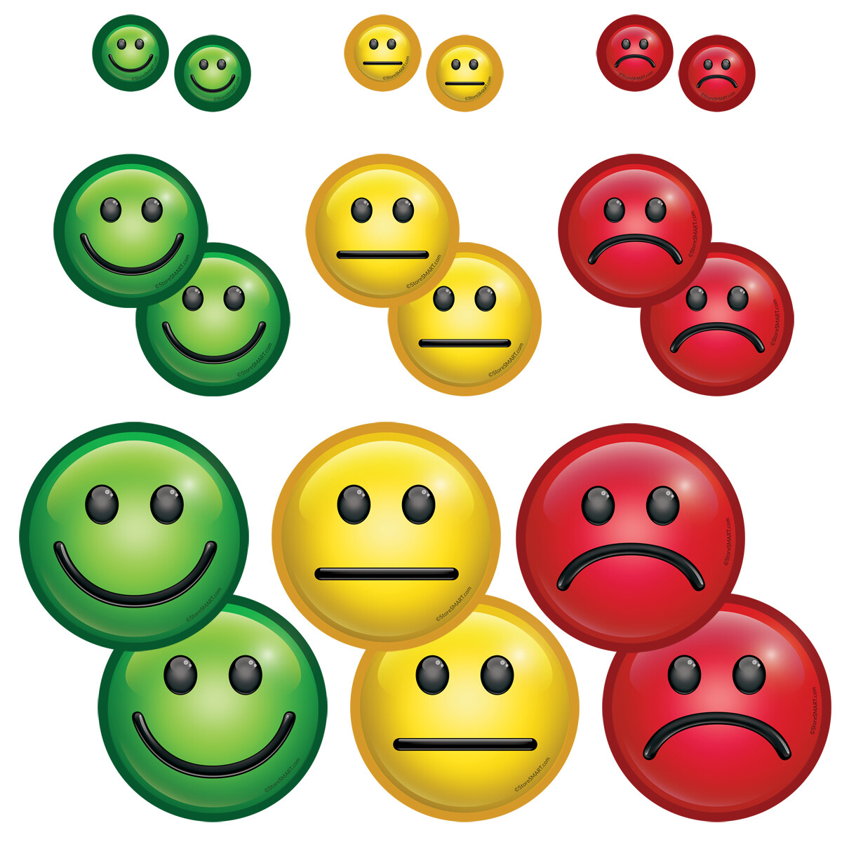 StoreSMART - Mood Magnets for Status Visualization - 18Pk - 3 sizes - FACEVP-18