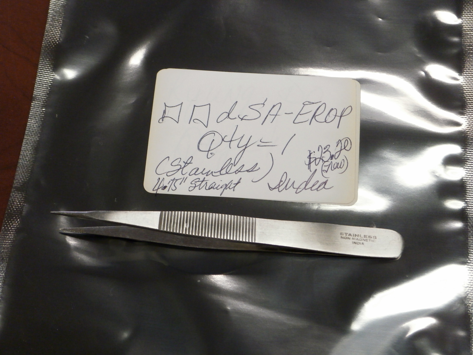 Used OOdsa-EROP Stainless Steekl 4.75" Straight Tweezer (made in India)