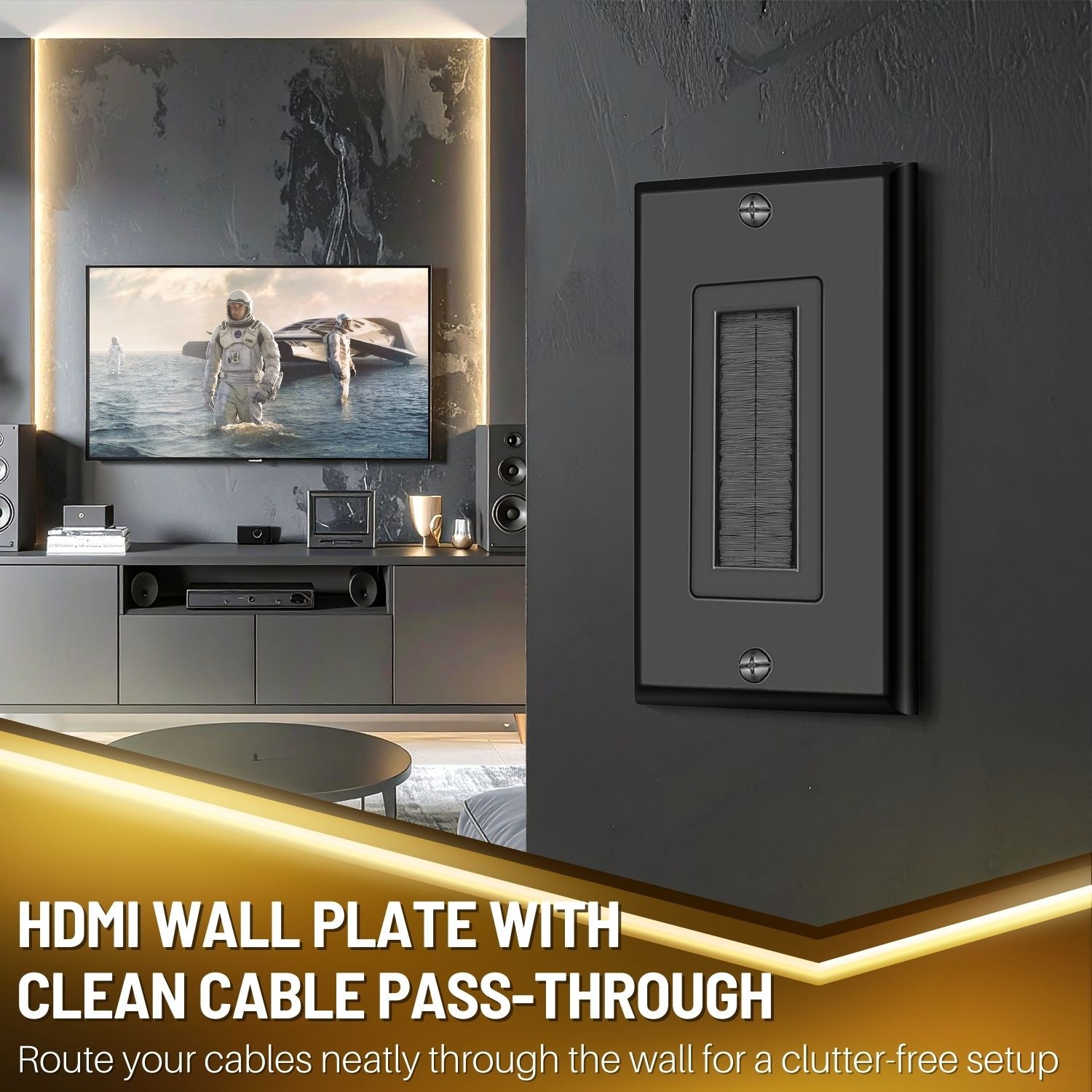 Brush Wall Plate with Mounting Bracket Kit (2 Pack) Single Gang Entry Access