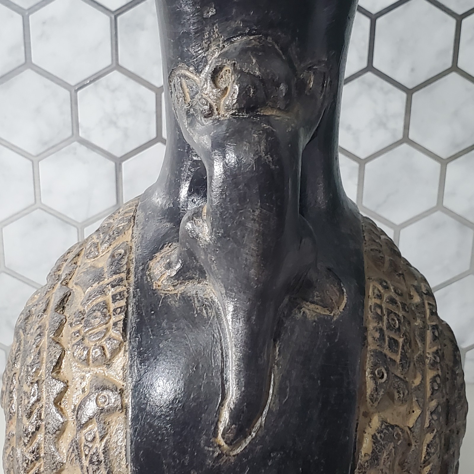 Pre Columbian Chimu Peruvian Blackware Serpent Monkey Vessel Replica