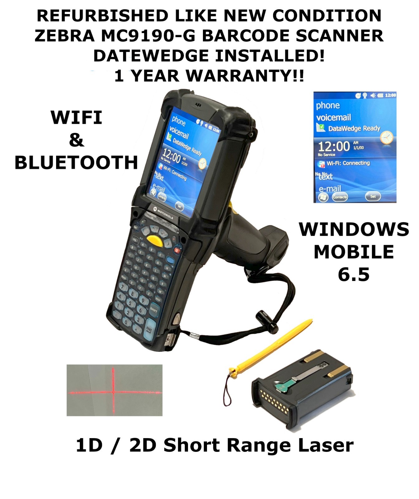 Symbol MC9190 1D/2D Laser WIFI BLUETOOTH DATAWEDGE MC9190-G30SWEQA6WR MOTOROLA