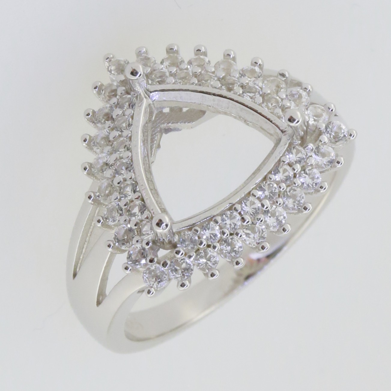 Sterling Silver Semi Mount Ring Setting Round RD 6x6mm Art Deco Style