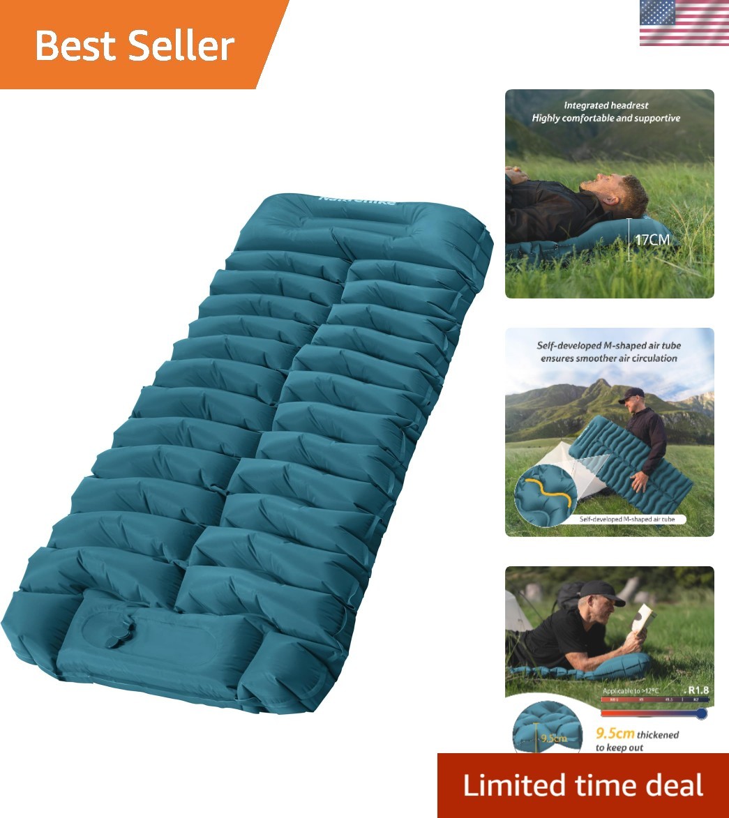 Compact Inflatable Air Mattress with Built-in Foot Pump for Camping Adventures